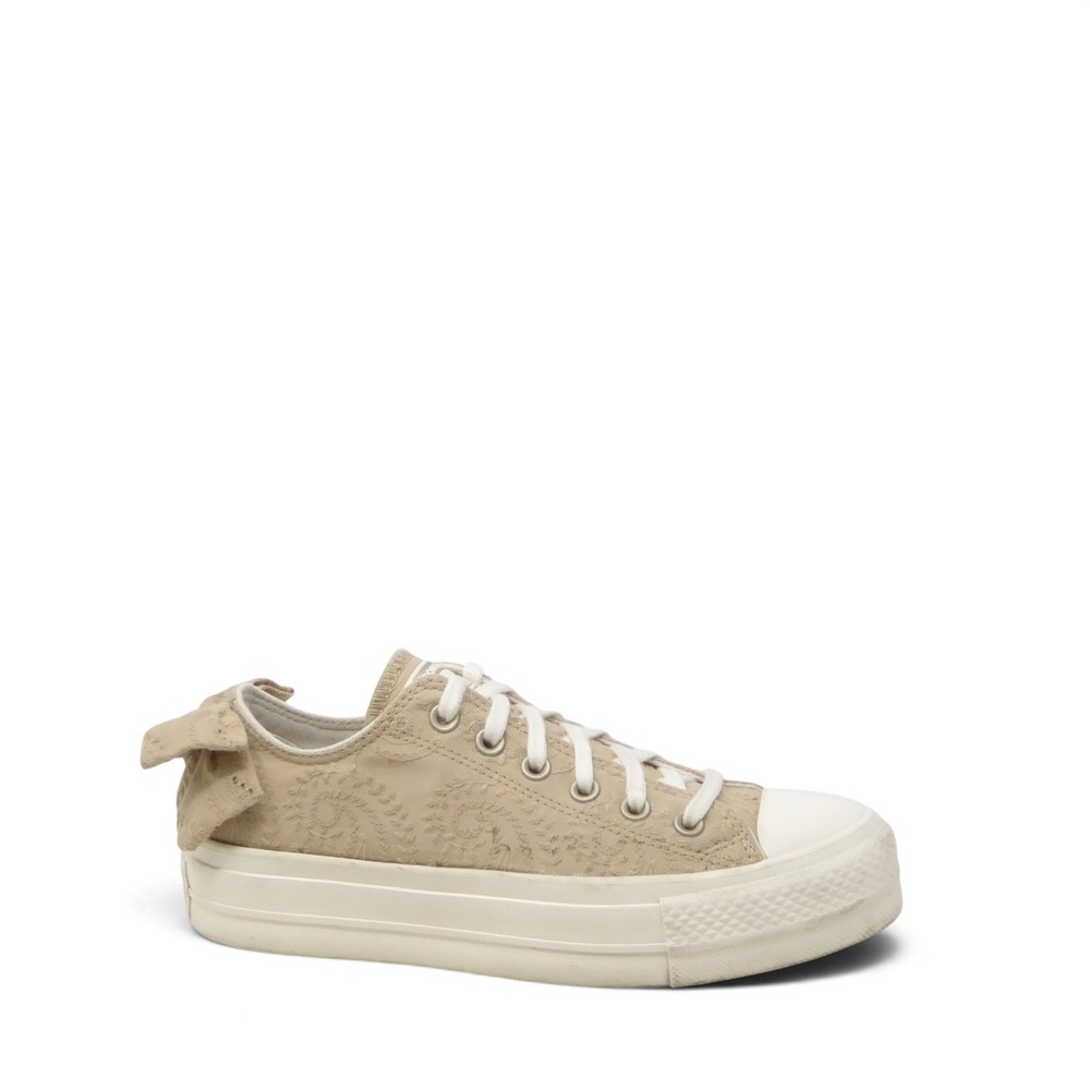Converse Women Sneakers Beige Embroidery Lift Bow Platform A10246C 8